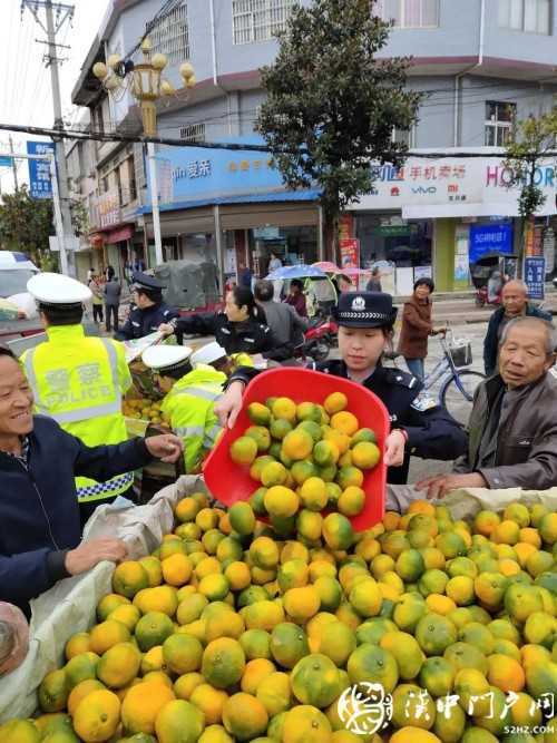 賣桔途中車壞了，一車桔子被撂馬路中央，民警趕忙幫轉(zhuǎn)移