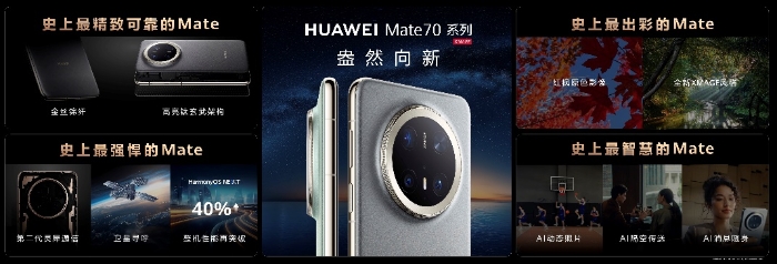 HUAWEI Mate 70系列重磅亮相，售價5499元起